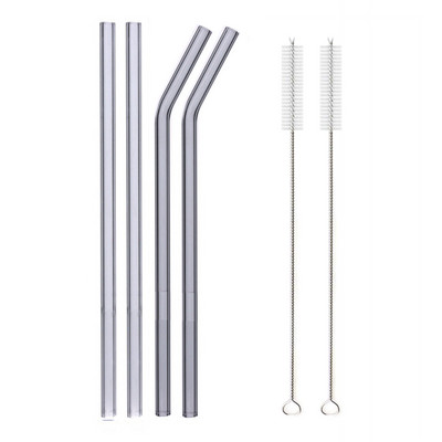 8,5"x8 mm-es újrafelhasználható üvegszívószál-készlet, többszínű üveg egészséges környezetbarát szívószálak koktélturmixhoz