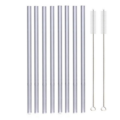 8,5"x8 mm-es újrafelhasználható üvegszívószál-készlet, többszínű üveg egészséges környezetbarát szívószálak koktélturmixhoz