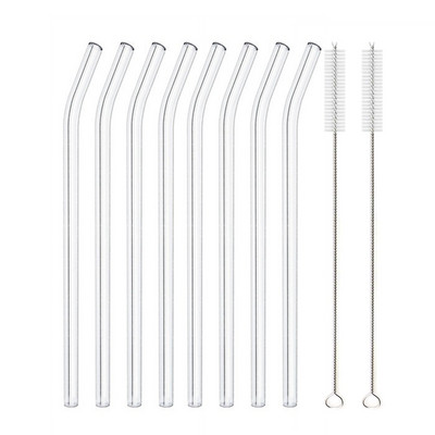 8,5"x8 mm-es újrafelhasználható üvegszívószál-készlet, többszínű üveg egészséges környezetbarát szívószálak koktélturmixhoz