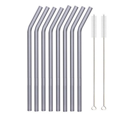 8,5"x8 mm-es újrafelhasználható üvegszívószál-készlet, többszínű üveg egészséges környezetbarát szívószálak koktélturmixhoz