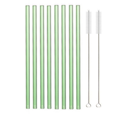 8,5"x8 mm-es újrafelhasználható üvegszívószál-készlet, többszínű üveg egészséges környezetbarát szívószálak koktélturmixhoz