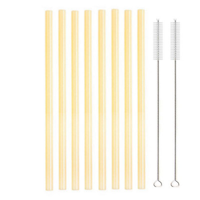 8,5"x8 mm-es újrafelhasználható üvegszívószál-készlet, többszínű üveg egészséges környezetbarát szívószálak koktélturmixhoz