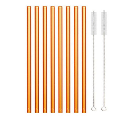 8,5"x8 mm-es újrafelhasználható üvegszívószál-készlet, többszínű üveg egészséges környezetbarát szívószálak koktélturmixhoz
