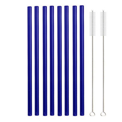8,5"x8 mm-es újrafelhasználható üvegszívószál-készlet, többszínű üveg egészséges környezetbarát szívószálak koktélturmixhoz