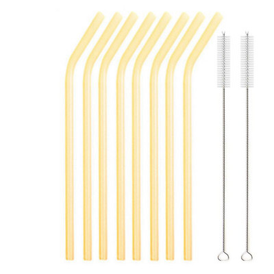 8,5"x8 mm-es újrafelhasználható üvegszívószál-készlet, többszínű üveg egészséges környezetbarát szívószálak koktélturmixhoz