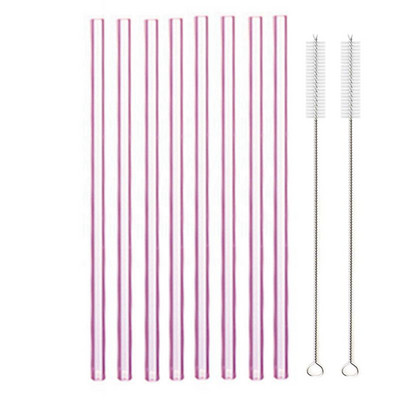 8,5"x8 mm-es újrafelhasználható üvegszívószál-készlet, többszínű üveg egészséges környezetbarát szívószálak koktélturmixhoz
