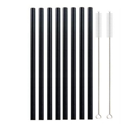 8,5"x8 mm-es újrafelhasználható üvegszívószál-készlet, többszínű üveg egészséges környezetbarát szívószálak koktélturmixhoz