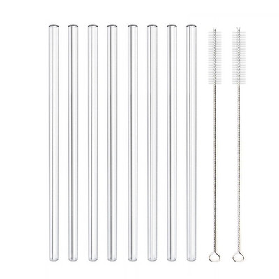 8,5"x8 mm-es újrafelhasználható üvegszívószál-készlet, többszínű üveg egészséges környezetbarát szívószálak koktélturmixhoz