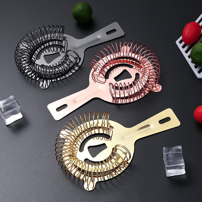 Nerūsējošā tērauda stieņa atsperu kokteiļu sietiņš Bārmenis Julep Vīna dzēriens Ledus kubs Filtra sietiņš Virtuves bārda piederumi