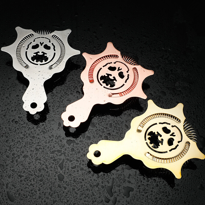 Personality Skull Bar Цедка за коктейли 304 Неръждаема стомана Медно покритие Златно Барман Цедки за коктейли Инструменти за бара