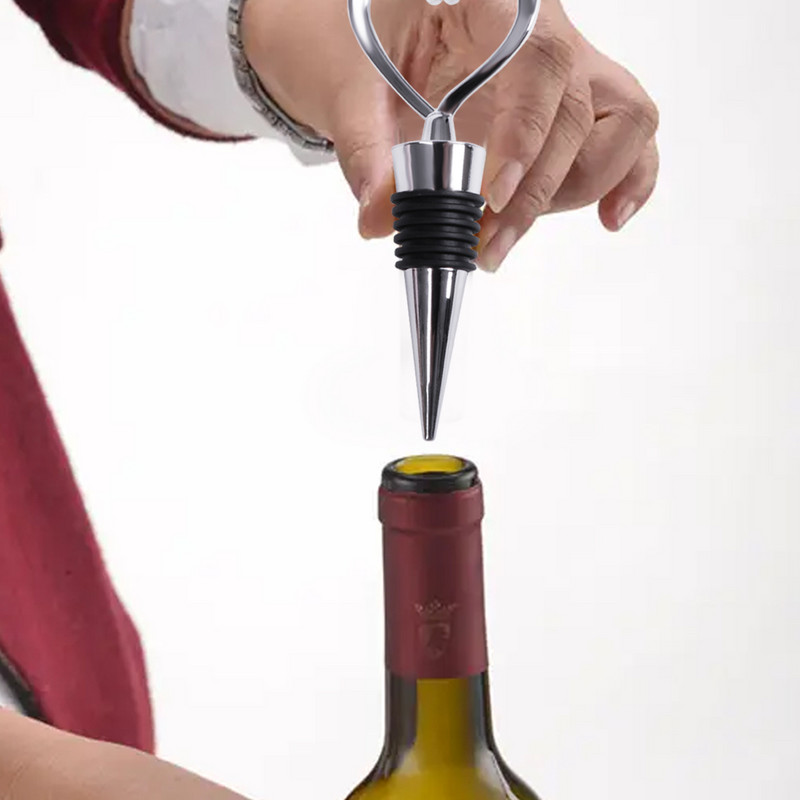 Творческа запушалка за бутилки с червено вино и шампанско във формата на сърце Валентин Сватбени подаръци Хромирана запушалка със сърце