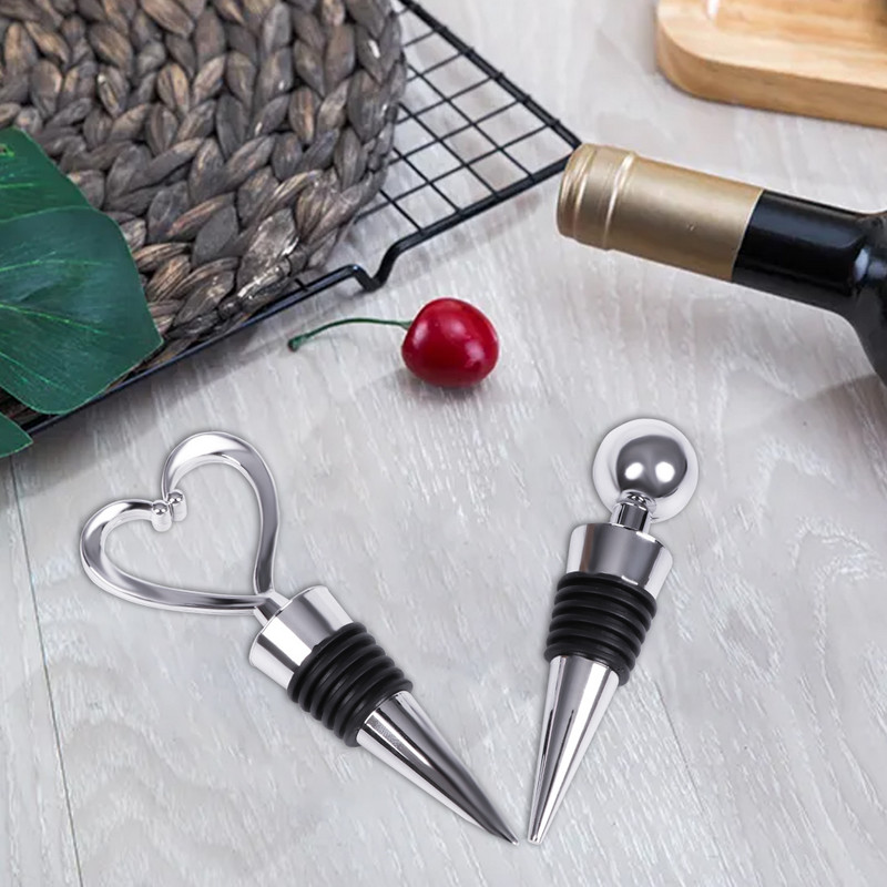 Творческа запушалка за бутилки с червено вино и шампанско във формата на сърце Валентин Сватбени подаръци Хромирана запушалка със сърце