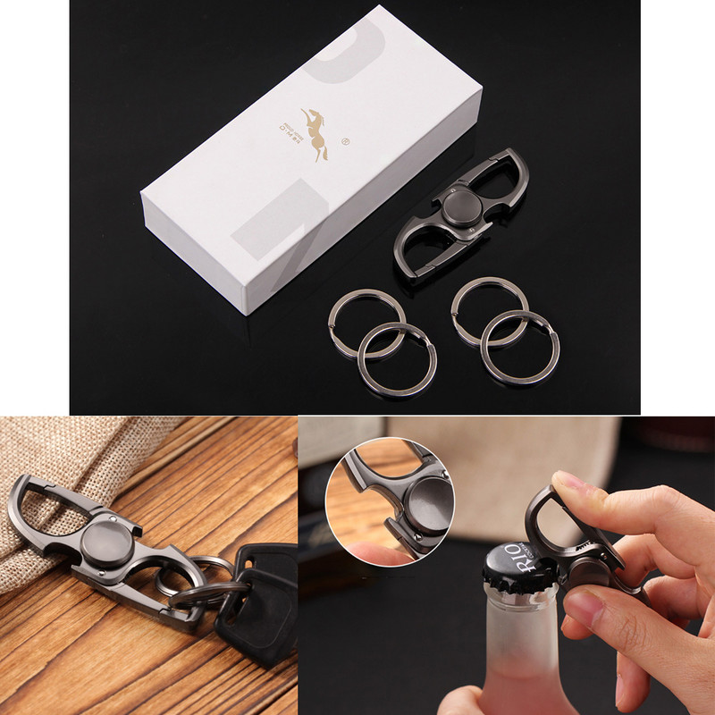 Butelių atidarytuvo raktų pakabukas „Fidget Spinner“ su 2 lydinio raktų pakabukais vyrams, moterims