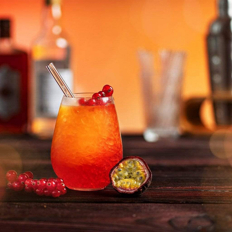 6 colių 15 cm trumpi stikliniai geriamieji šiaudeliai 8 vnt./komplektas Ekologiškas daugkartinio naudojimo kokteilių šiaudelis kokteiliams pieno kokteilių baro gėrimams