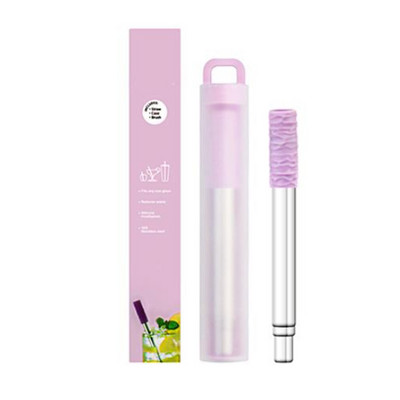 Телескопични многократни сламки за пиене Метални сламки от неръждаема стомана Комплект сгъваеми сламки с четка за почистване на кутията Сламка за къмпинг и пътуване