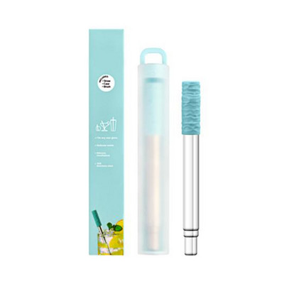 Телескопични многократни сламки за пиене Метални сламки от неръждаема стомана Комплект сгъваеми сламки с четка за почистване на кутията Сламка за къмпинг и пътуване