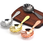 Baro sietelis plaktuvas Shell dizainas Mixologists Priedai Vintage Julep kokteilis Barmeno ledo įrankis namuose nerūdijančio plieno šaukštas