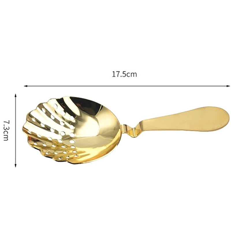 Baro sietelis plaktuvas Shell dizainas Mixologists Priedai Vintage Julep kokteilis Barmeno ledo įrankis namuose nerūdijančio plieno šaukštas