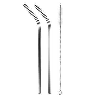 2/4 бр. Метална сламка за многократна употреба Екологична сламка от неръждаема стомана 304 Сламка за пиене на едро с четка за почистване Парти аксесоар