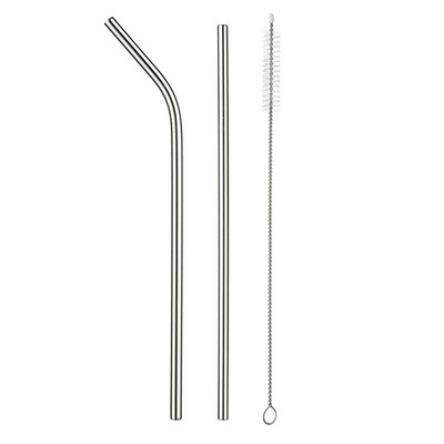 2/4 бр. Метална сламка за многократна употреба Екологична сламка от неръждаема стомана 304 Сламка за пиене на едро с четка за почистване Парти аксесоар