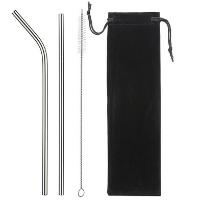 2/4 бр. Метална сламка за многократна употреба Екологична сламка от неръждаема стомана 304 Сламка за пиене на едро с четка за почистване Парти аксесоар