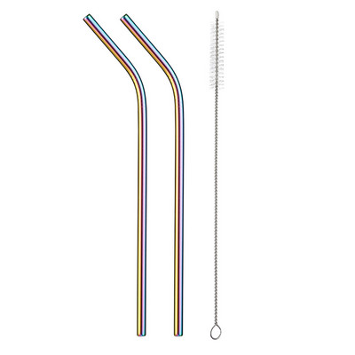 2/4 бр. Метална сламка за многократна употреба Екологична сламка от неръждаема стомана 304 Сламка за пиене на едро с четка за почистване Парти аксесоар