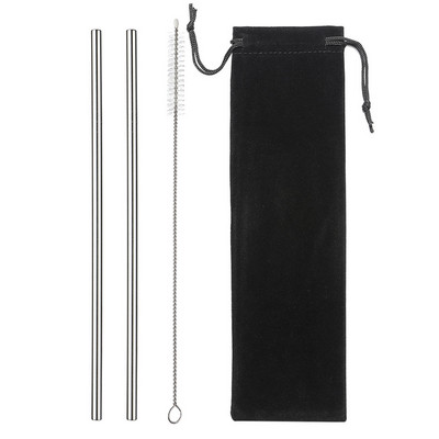 2/4 бр. Метална сламка за многократна употреба Екологична сламка от неръждаема стомана 304 Сламка за пиене на едро с четка за почистване Парти аксесоар