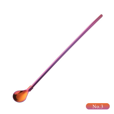 8 culori din oțel inoxidabil lingură lungă de paie de băut din metal cu perie de curățare ceai cafea bar bucătărie accesorii pentru băuturi de petrecere