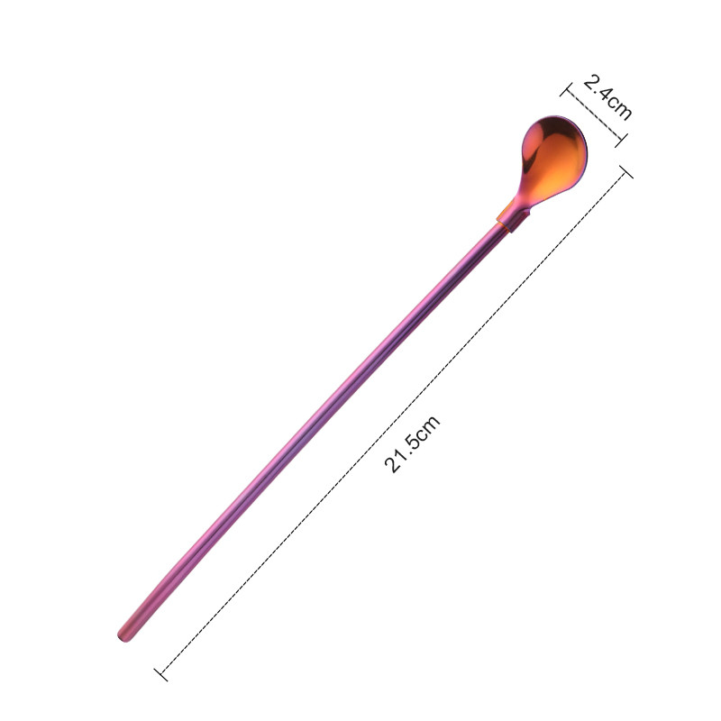 8 culori din oțel inoxidabil lingură lungă de paie de băut din metal cu perie de curățare ceai cafea bar bucătărie accesorii pentru băuturi de petrecere