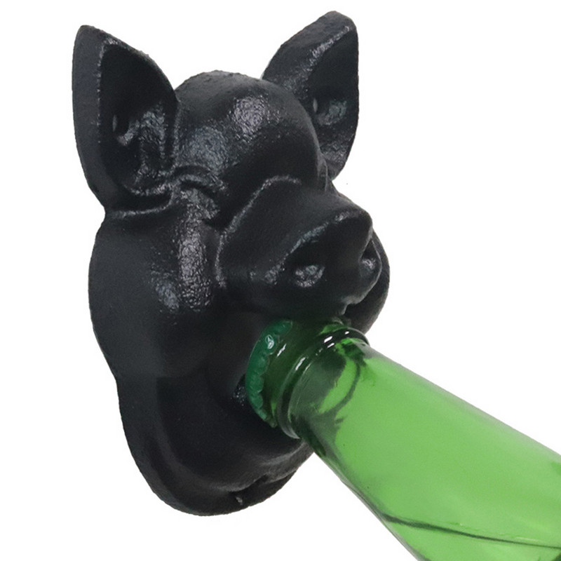 Cap de porc de epocă, din fontă, montat pe perete, capac pentru sticle de vin, deschizător de sticle de bere, unelte de bar, accesorii de bucătărie, gadgeturi