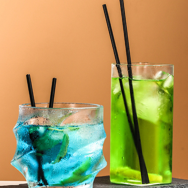 500 vnt. vienkartiniai kokteilių šiaudeliai 21/13 cm juodi ilgi trumpi lankstūs vestuvių vakarėlio reikmenys plastikiniai gėrimai