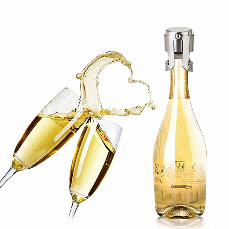 Запушалка за пенливо вино от неръждаема стомана Запушалка за шампанско с двоен бутон за дома и барове, газирани бутилки с мехурчета от 15-20 мм