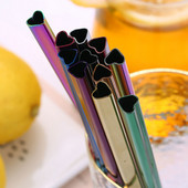 Set de paie metalice reutilizabile, 1 buc. Paie de ceai cu bule în formă de inimă, set de paie pentru milkshake perle din oțel inoxidabil 304