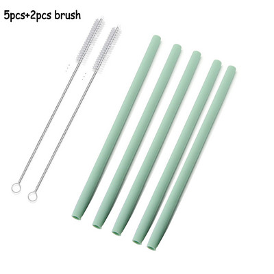 Кухненски аксесоар Силиконови сламки за многократна употреба Сгъваема гъвкава сламка с четки за почистване Детски партита Консумативи Бар инструменти