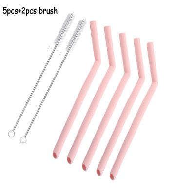 Кухненски аксесоар Силиконови сламки за многократна употреба Сгъваема гъвкава сламка с четки за почистване Детски партита Консумативи Бар инструменти