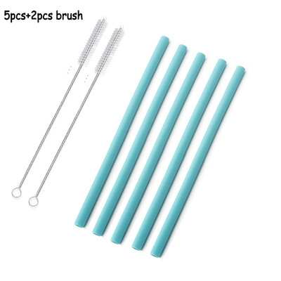 Кухненски аксесоар Силиконови сламки за многократна употреба Сгъваема гъвкава сламка с четки за почистване Детски партита Консумативи Бар инструменти