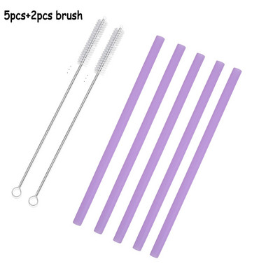 Кухненски аксесоар Силиконови сламки за многократна употреба Сгъваема гъвкава сламка с четки за почистване Детски партита Консумативи Бар инструменти