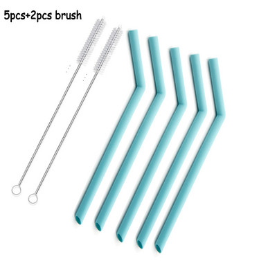 Кухненски аксесоар Силиконови сламки за многократна употреба Сгъваема гъвкава сламка с четки за почистване Детски партита Консумативи Бар инструменти