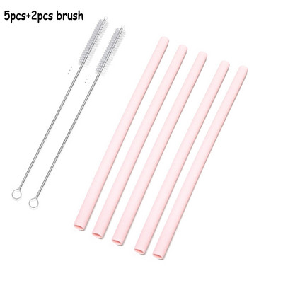 Кухненски аксесоар Силиконови сламки за многократна употреба Сгъваема гъвкава сламка с четки за почистване Детски партита Консумативи Бар инструменти