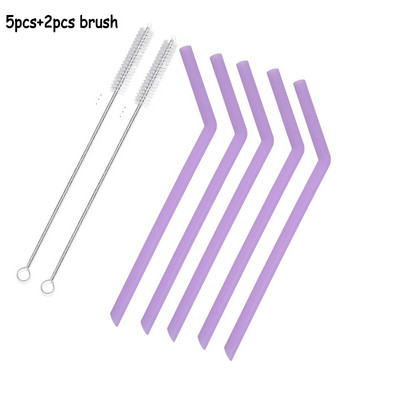 Кухненски аксесоар Силиконови сламки за многократна употреба Сгъваема гъвкава сламка с четки за почистване Детски партита Консумативи Бар инструменти