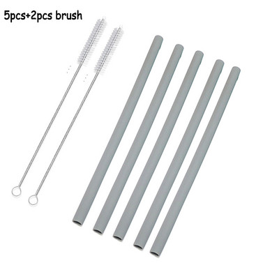 Кухненски аксесоар Силиконови сламки за многократна употреба Сгъваема гъвкава сламка с четки за почистване Детски партита Консумативи Бар инструменти