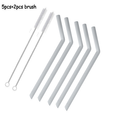 Кухненски аксесоар Силиконови сламки за многократна употреба Сгъваема гъвкава сламка с четки за почистване Детски партита Консумативи Бар инструменти