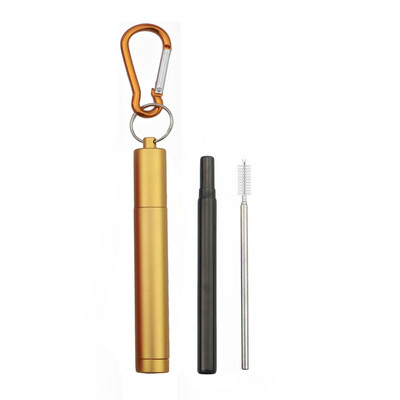 Paie din metal din oțel inoxidabil 304 Paie telescopică reutilizabilă cu perie de curățare Geanta de transport Set portabil pliabil de paie de băut