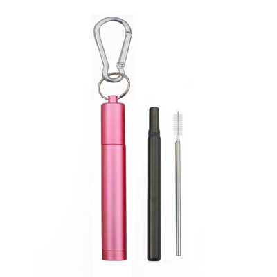 Paie din metal din oțel inoxidabil 304 Paie telescopică reutilizabilă cu perie de curățare Geanta de transport Set portabil pliabil de paie de băut