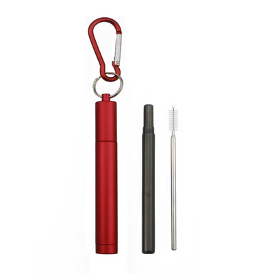 Paie din metal din oțel inoxidabil 304 Paie telescopică reutilizabilă cu perie de curățare Geanta de transport Set portabil pliabil de paie de băut