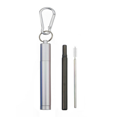 Paie din metal din oțel inoxidabil 304 Paie telescopică reutilizabilă cu perie de curățare Geanta de transport Set portabil pliabil de paie de băut