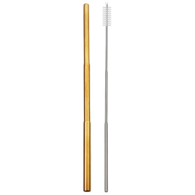 Paie din metal din oțel inoxidabil 304 Paie telescopică reutilizabilă cu perie de curățare Geanta de transport Set portabil pliabil de paie de băut