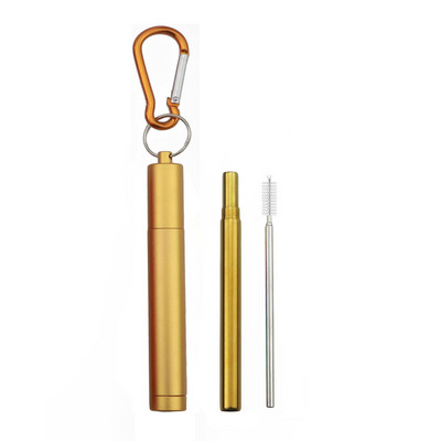 Paie din metal din oțel inoxidabil 304 Paie telescopică reutilizabilă cu perie de curățare Geanta de transport Set portabil pliabil de paie de băut