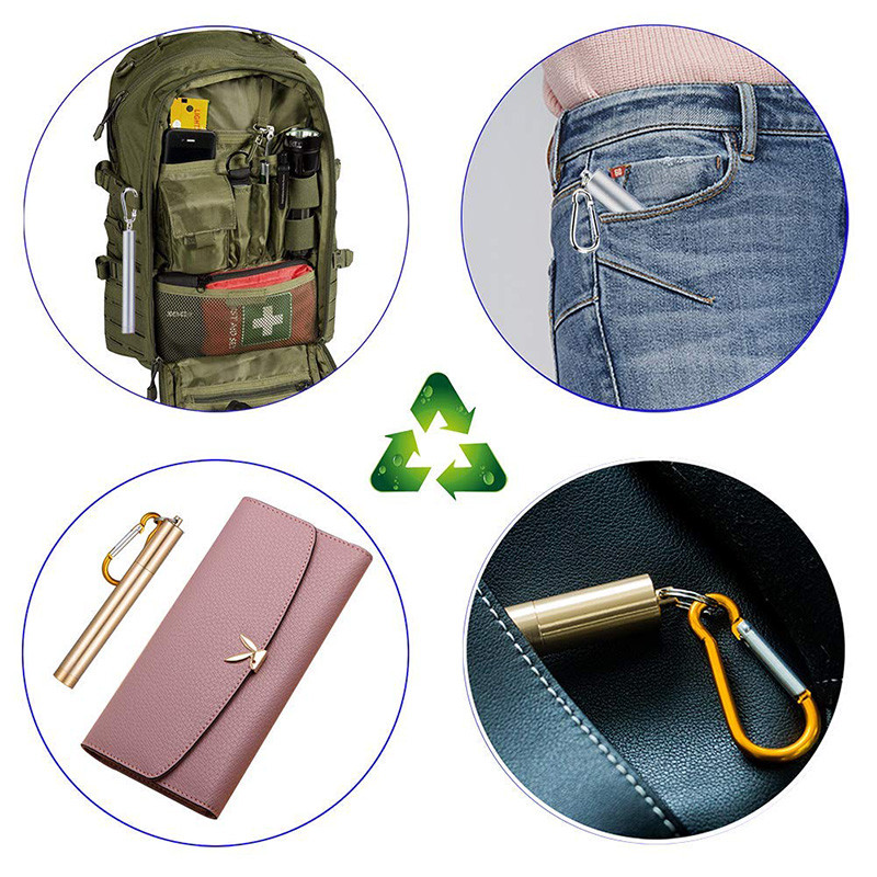 Paie de băut telescopică din oțel inoxidabil Paie portabilă pentru călătorii Paie de băut reutilizabile pliabile din metal cu perie