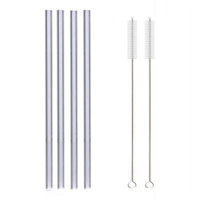 8 spalvų daugkartinio naudojimo stiklo šiaudeliai 4 vnt.